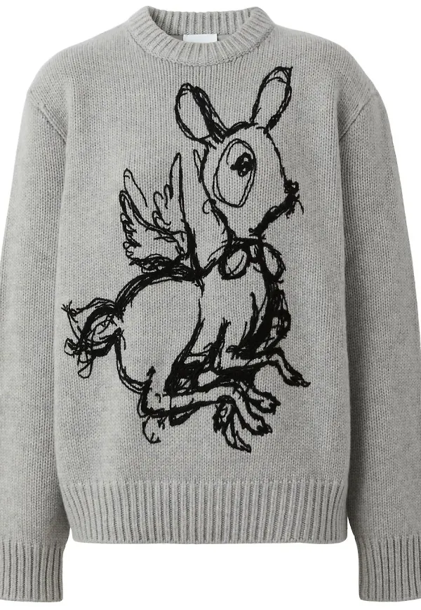 Burberry kashmirtröja med grafiskt tryck - Grå
