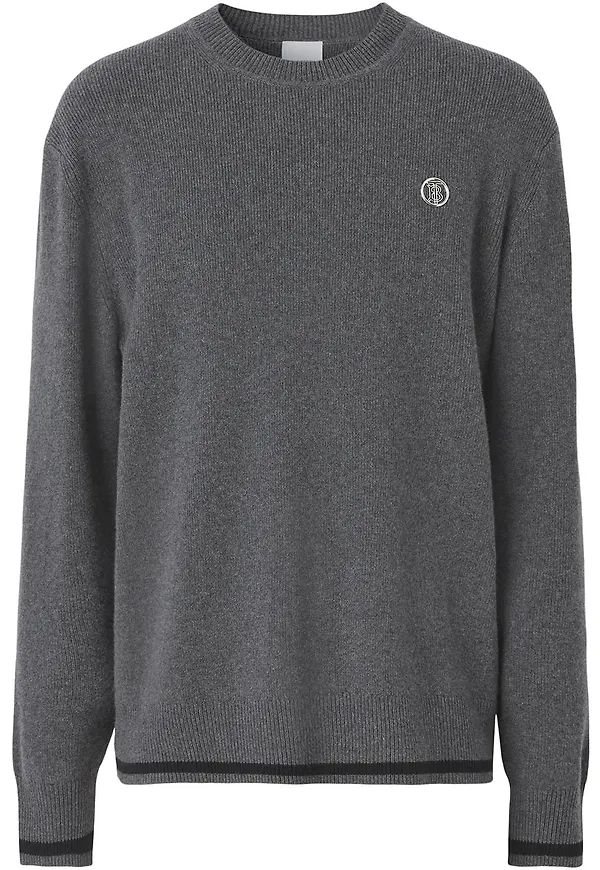Burberry kashmirtröja med monogram - Grå