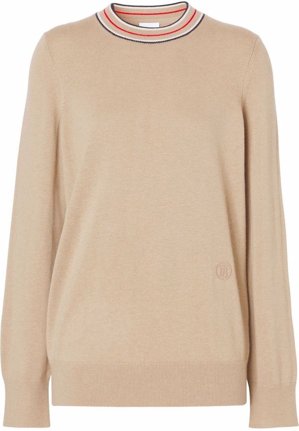 Burberry kashmirtröja med randdetalj - Neutral