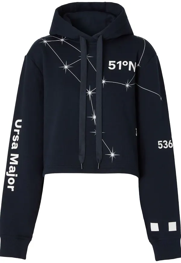 Burberry kort hoodie med tryck - Svart