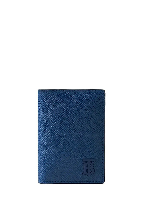 Burberry korthållare i kornigt läder - Blå