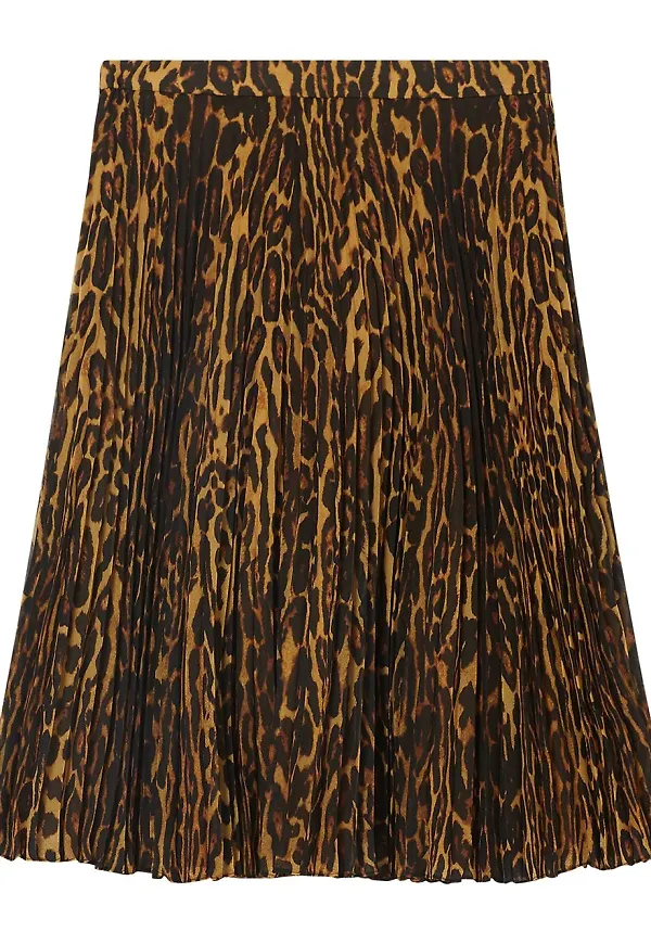 Burberry leopardmönstrad plisserad kjol - Brun