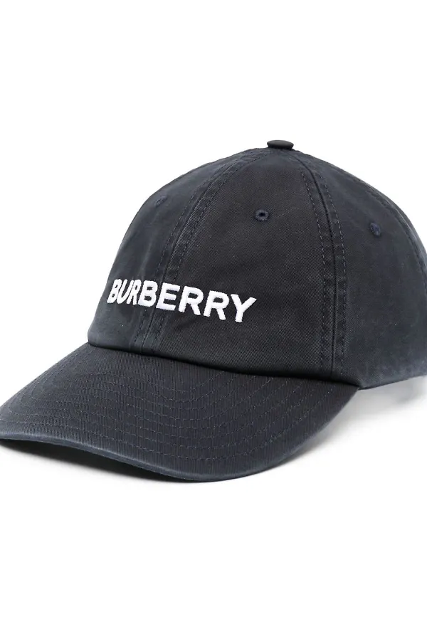 Burberry logo-embroidered distressed baseball cap - Blå