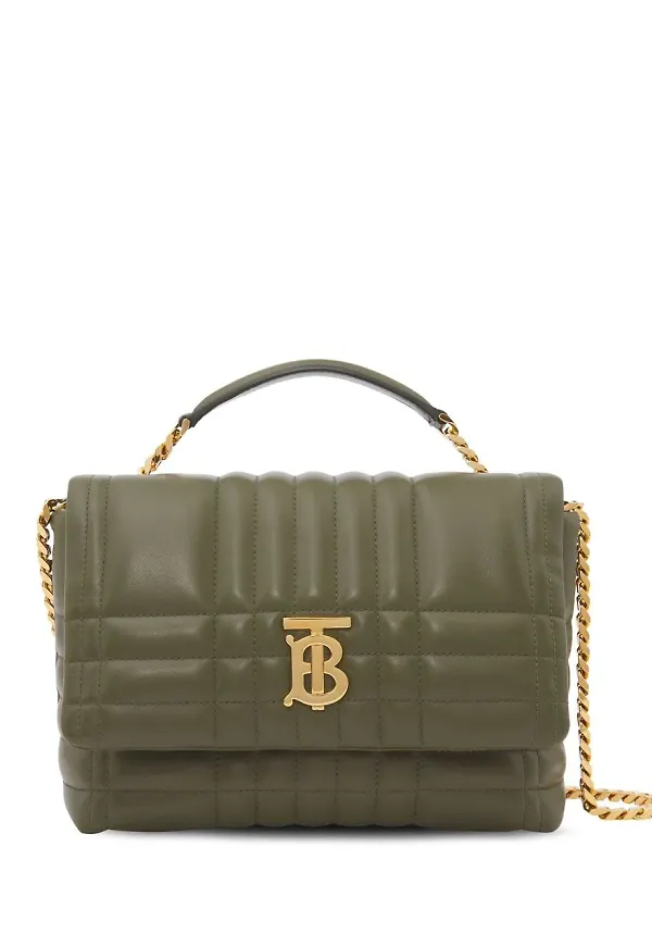 Burberry Lola liten quiltad axelremsväska - Grön