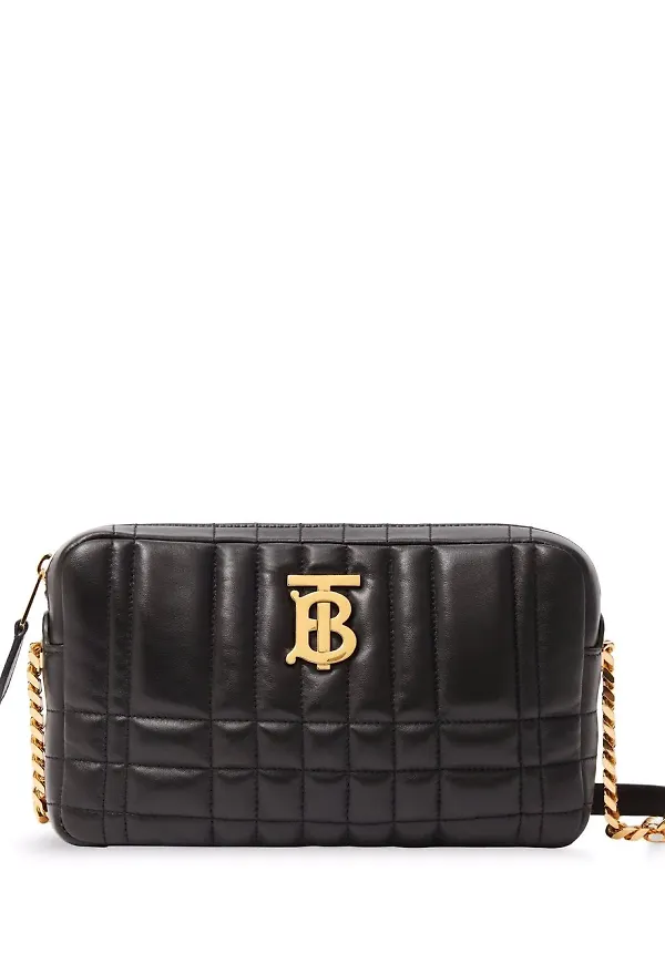 Burberry Lola liten quiltad axelremsväska - Svart