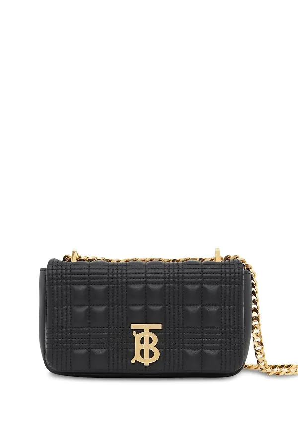 Burberry Lola liten quiltad axelremsväska - Svart