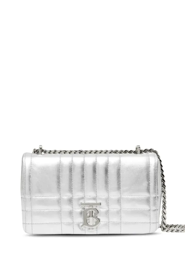 Burberry Lola liten quiltad läderväska - Silverfärgad