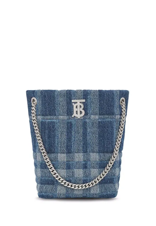 Burberry Lola quiltad bucketbag i denim - Blå