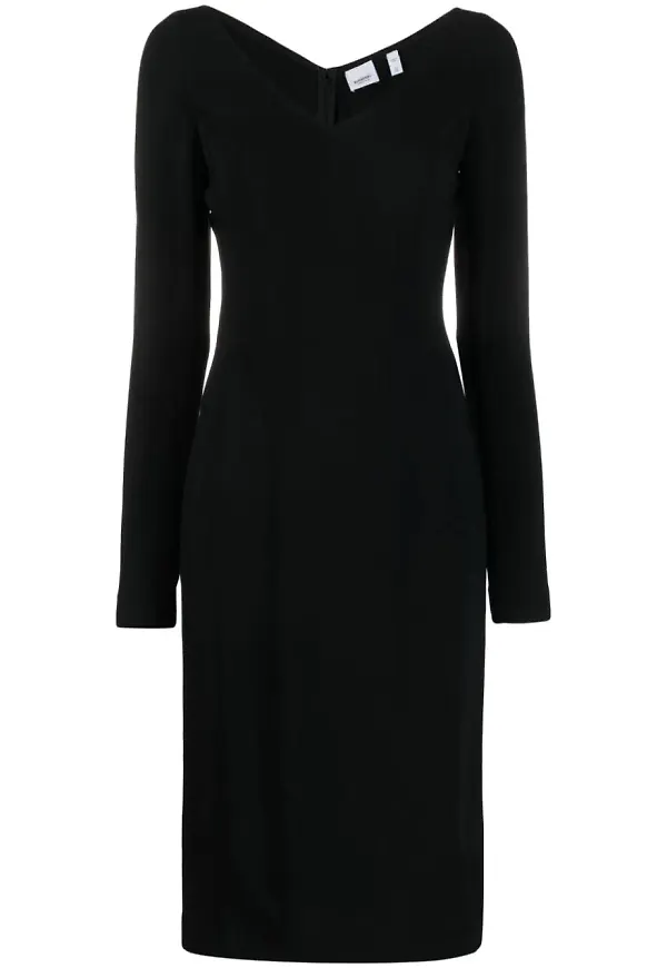 Burberry long-sleeve V-neck dress - Svart