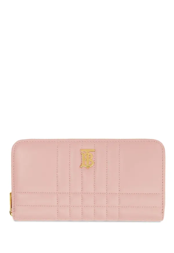 Burberry Love quiltad läderplånbok - Rosa