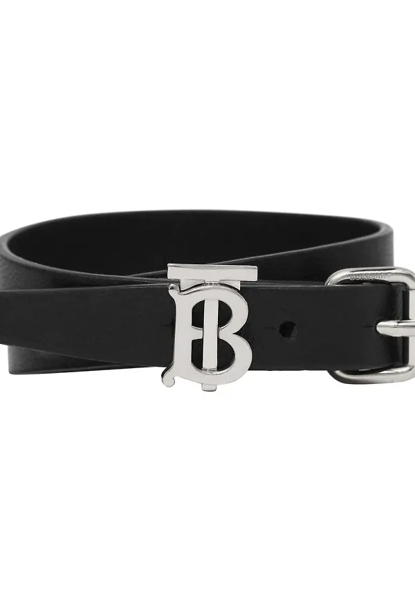 Burberry läderarmband med monogram - Svart