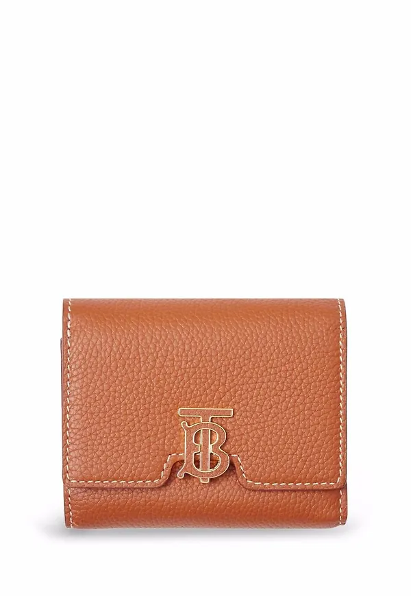Burberry läderplånbok med monogram - Brun