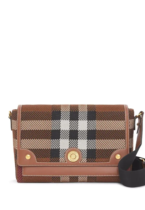 Burberry Note rutig axelremsväska - Brun