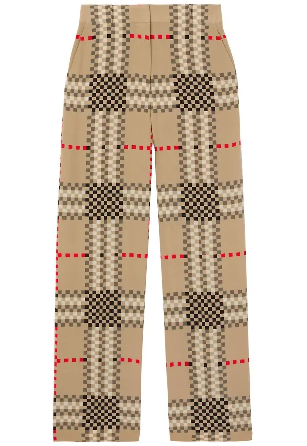 Burberry Pixel rutiga byxor med vida ben - Neutral