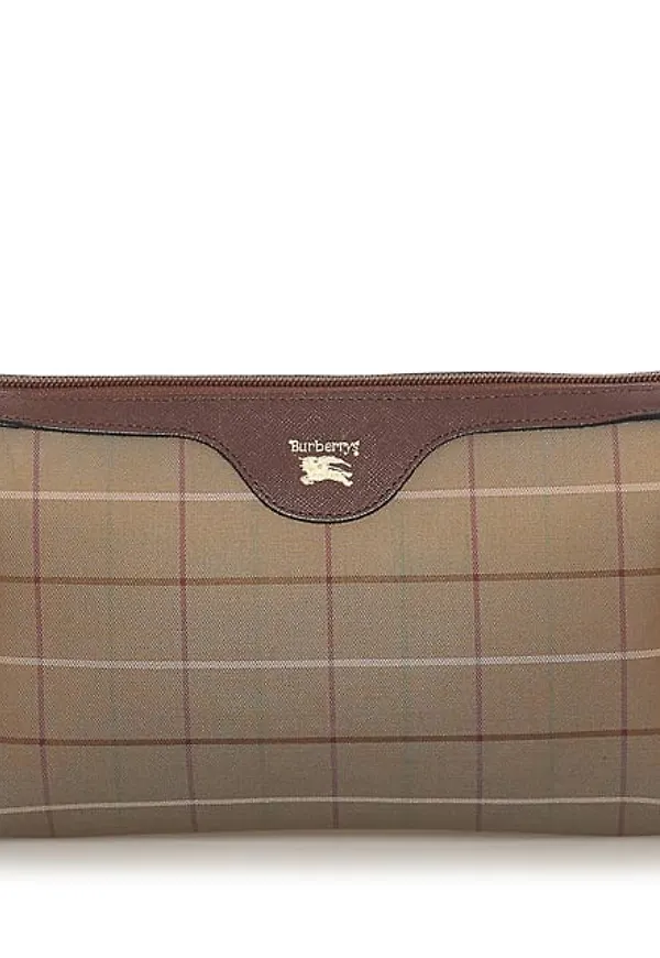Burberry Plaid Canvas Clutch Bag