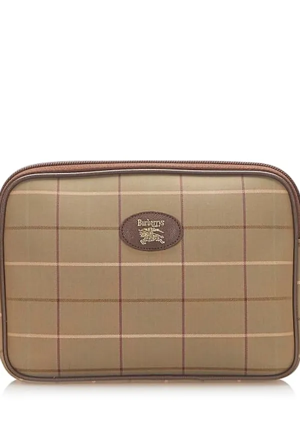 Burberry Plaid Canvas Pouch