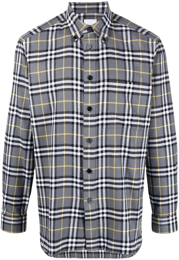 Burberry plaid check cotton shirt - Grå