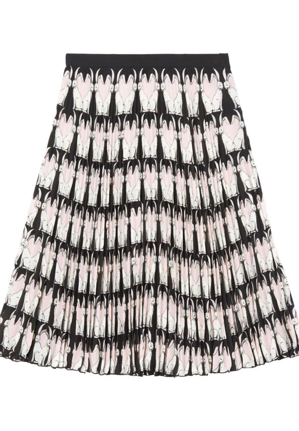 Burberry plisserad kjol med tryck - Svart