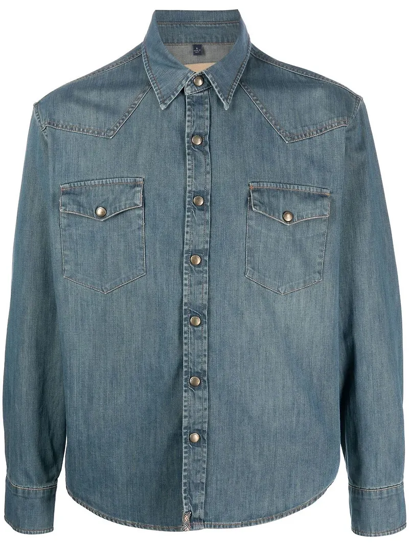 Burberry Pre-Owned jeansskjorta med tryckknappar - Blå