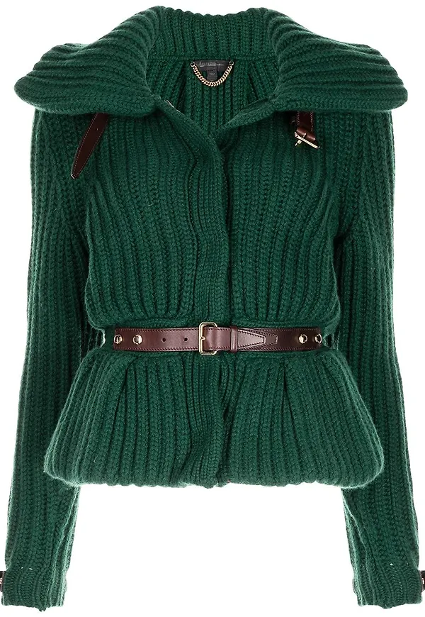 Burberry Pre-Owned kofta med bälte - Grön