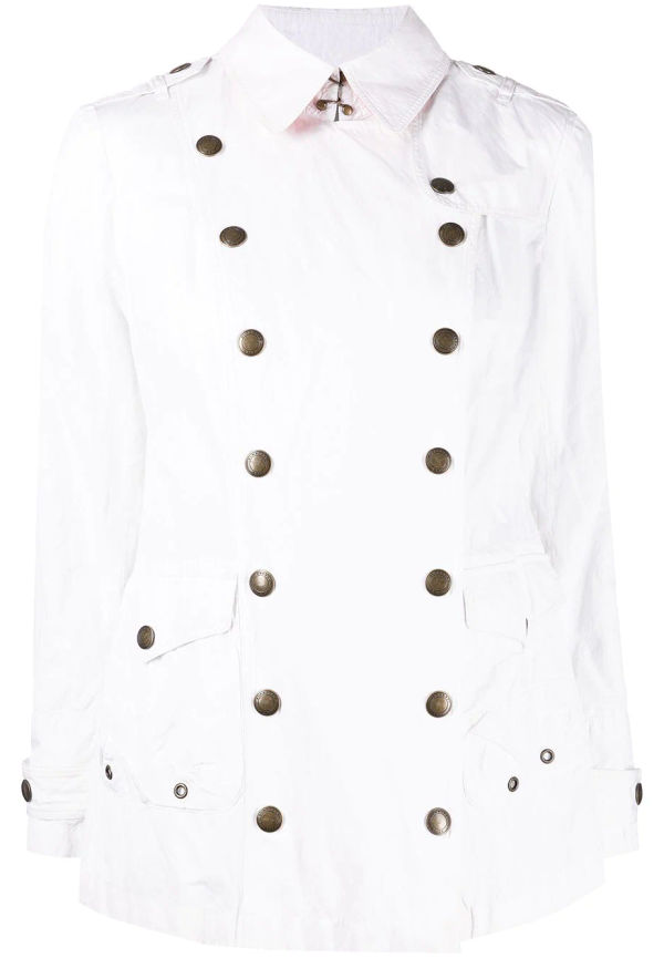Burberry Pre-Owned kort dubbelknäppt kappa - Vit