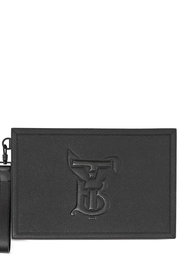 Burberry präglad pouch med dragkedja - Svart