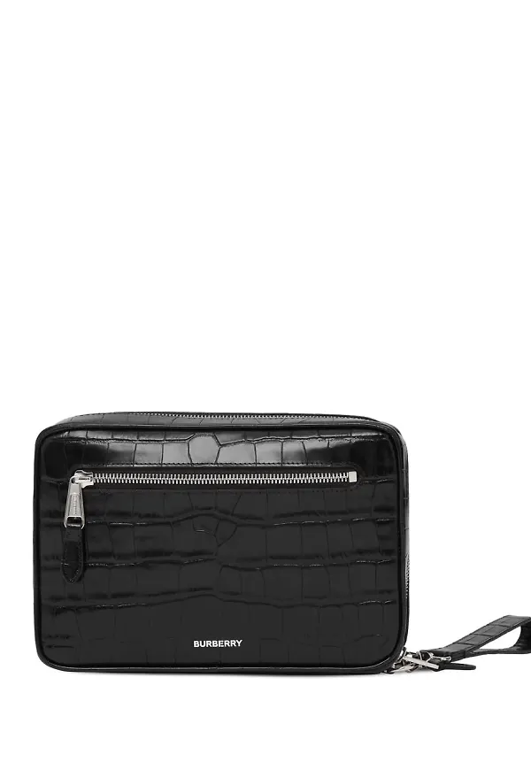 Burberry präglad pouch med dragkedja - Svart