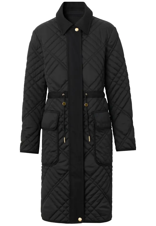 Burberry quiltad enkelknäppt kappa - Svart