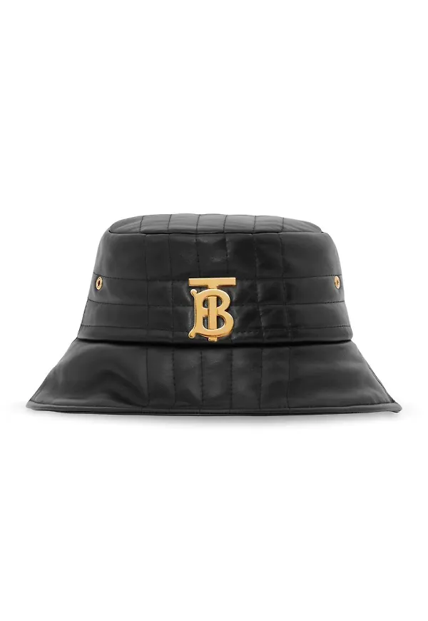 Burberry quiltad fiskehatt med monogram - Svart