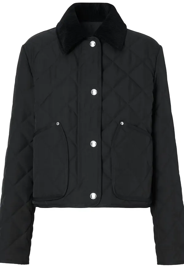 Burberry quiltad jacka med broderad logotyp - Svart