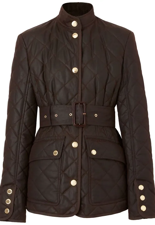 Burberry quiltad jacka med bälte - Brun