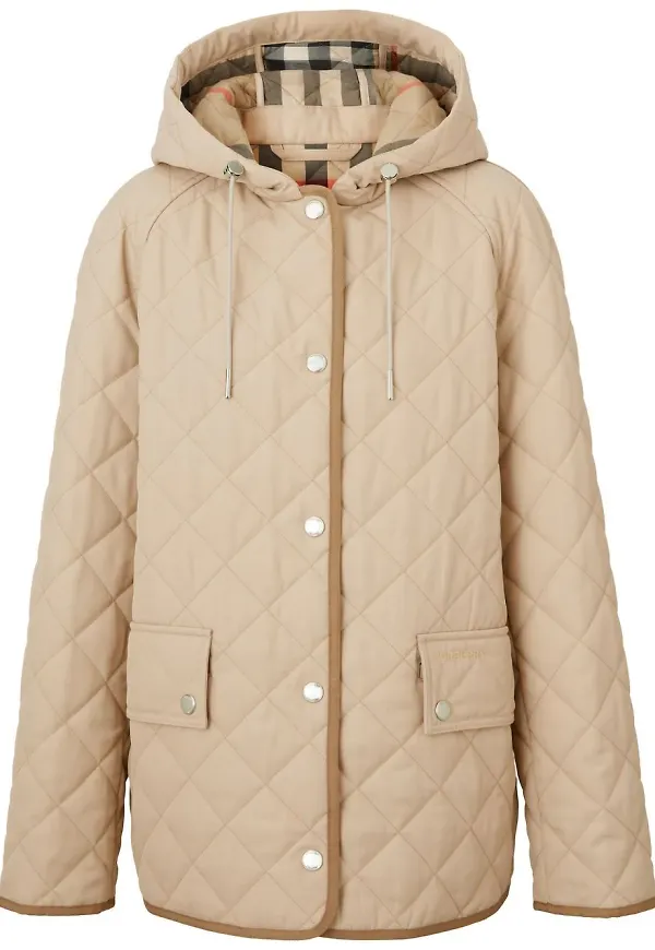 Burberry quiltad jacka med huva - Neutral