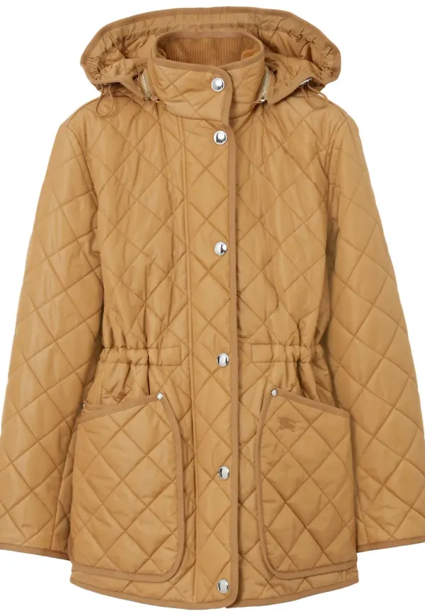 Burberry quiltad jacka med huva - Neutral