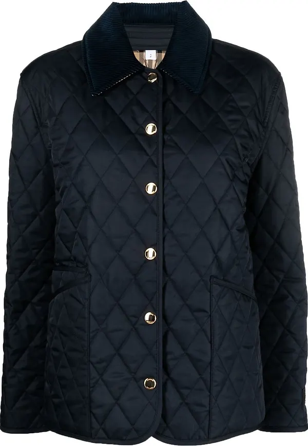 Burberry quiltad jacka med knäppning - Blå
