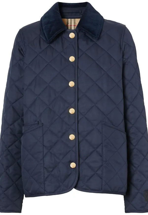 Burberry quiltad jacka med manchesterkrage - Blå