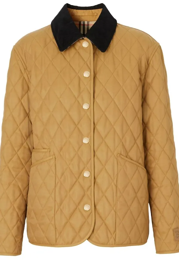 Burberry quiltad jacka med manchesterkrage - Brun