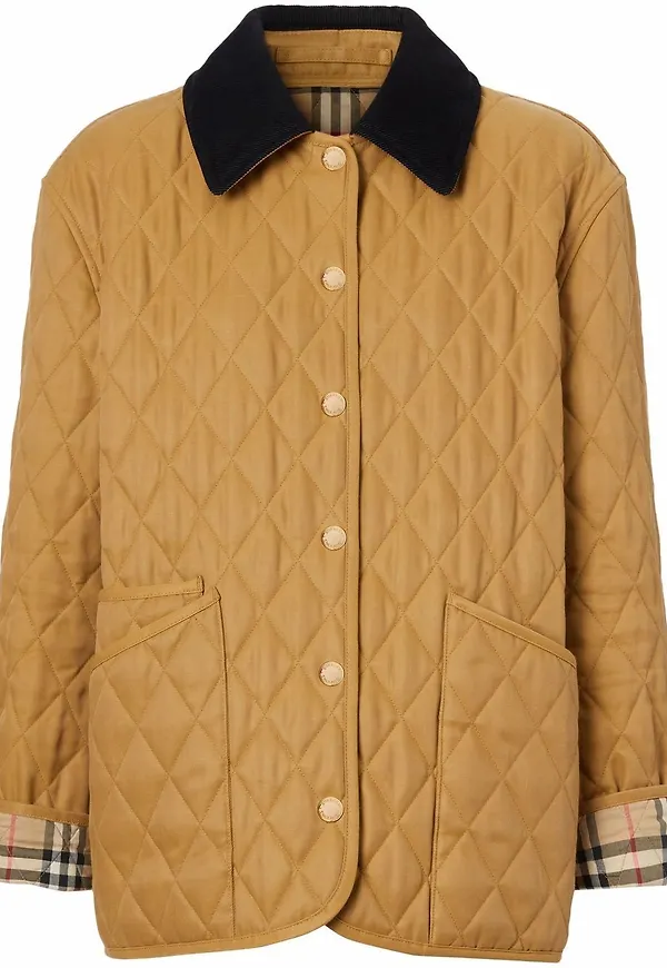 Burberry quiltad jacka med manchesterkrage - Brun