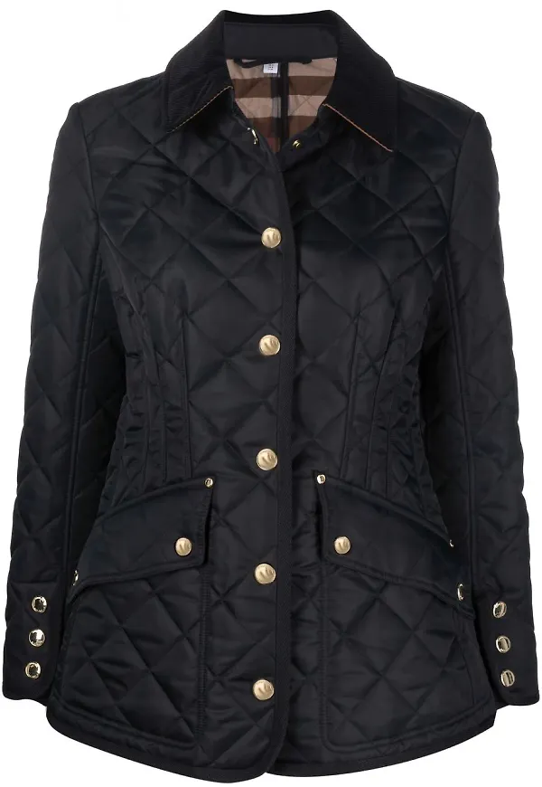 Burberry quiltad jacka med manchesterkrage - Svart