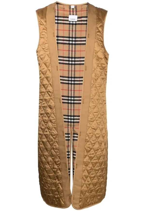 Burberry quiltad lång väst - Brun