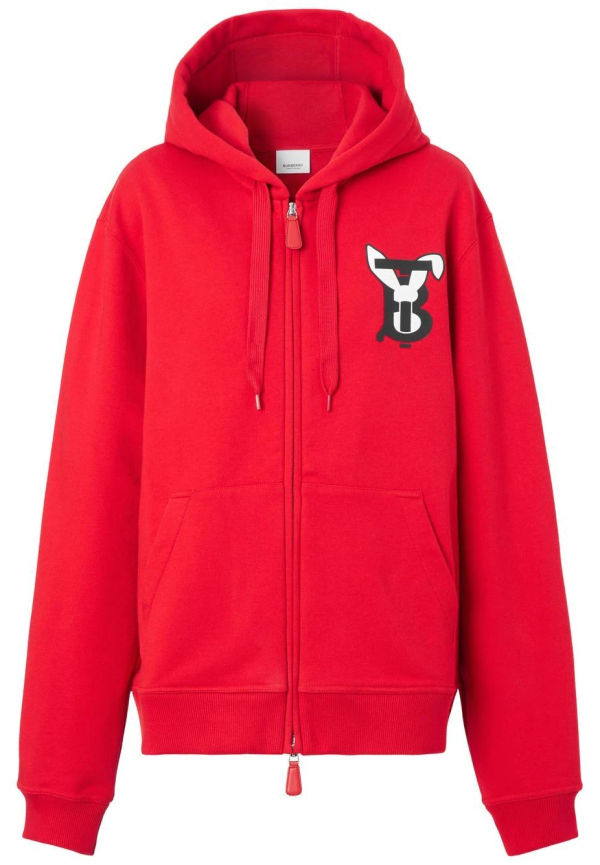 Burberry Rabbit hoodie med logotyp - Röd