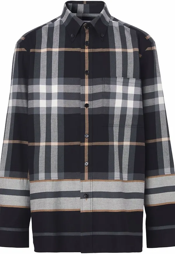 Burberry randig flanellskjorta - Svart