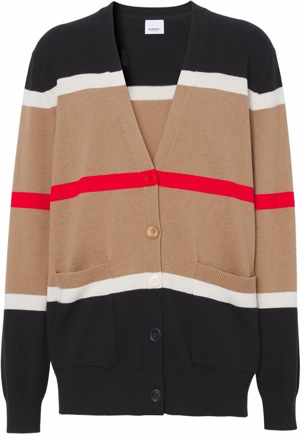Burberry randig stickad kofta - Brun