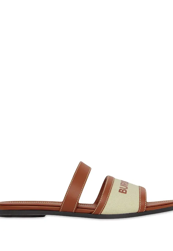 Burberry remsandaler med logotyp - Brun