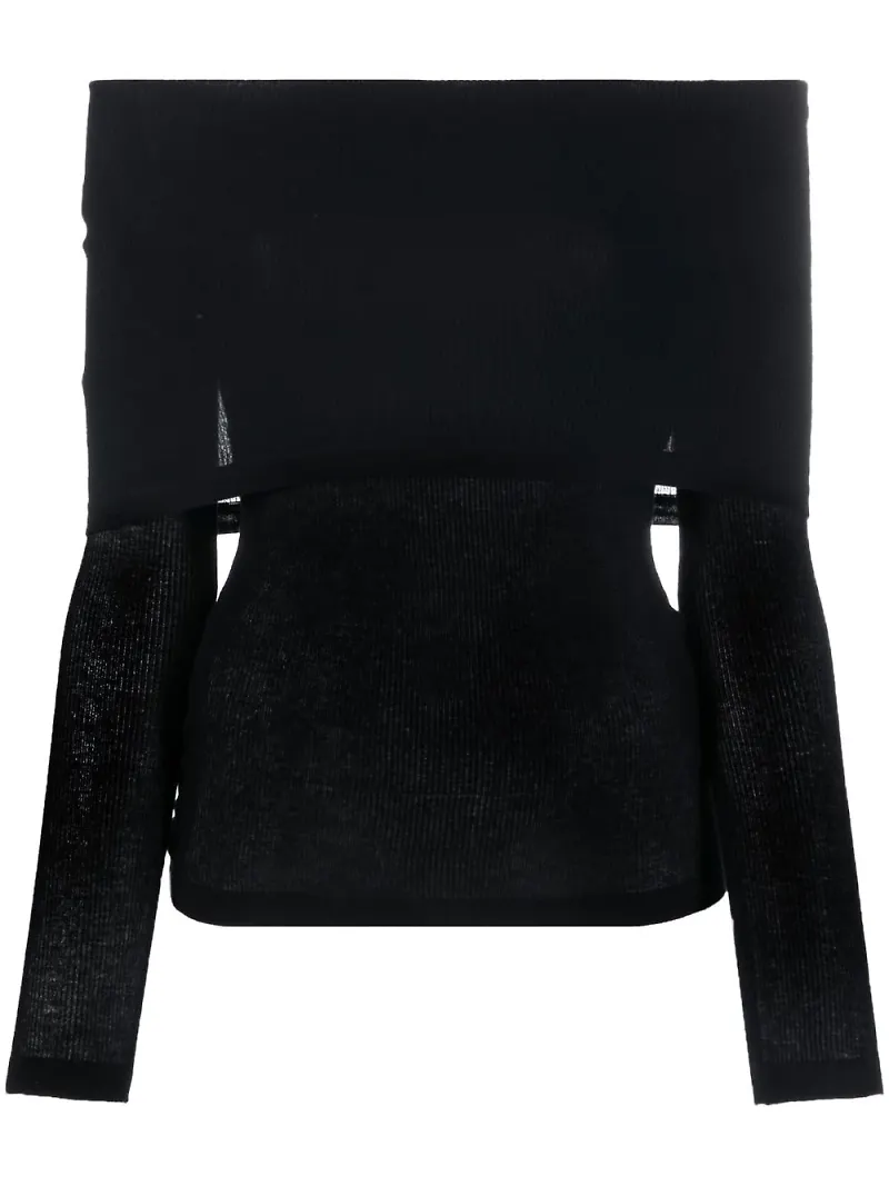Burberry ribbstickad baraxlad topp - Svart