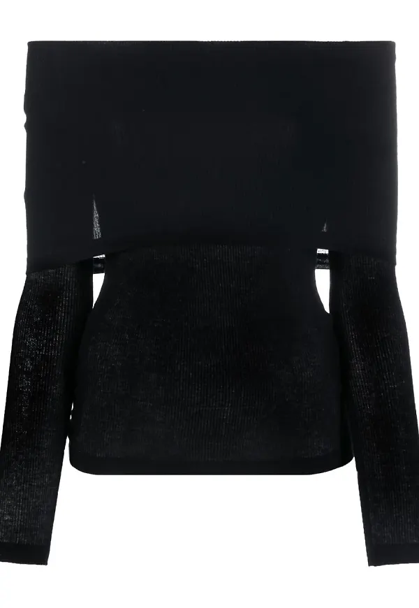 Burberry ribbstickad baraxlad topp - Svart