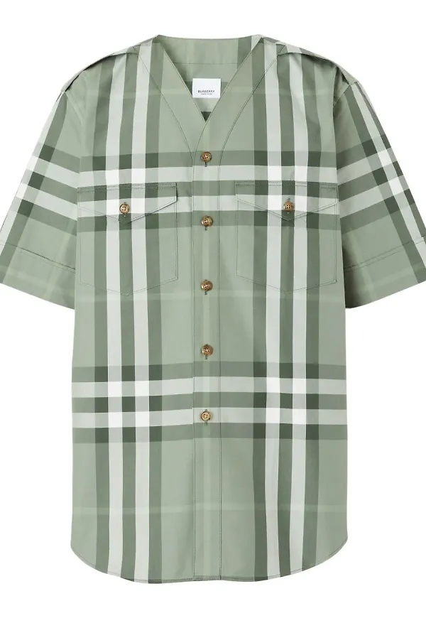 Burberry rutig basebollskjorta - Grön