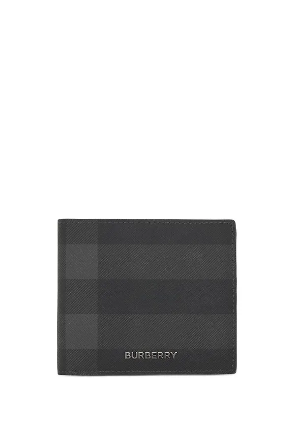 Burberry rutig dubbelvikt plånbok - Svart