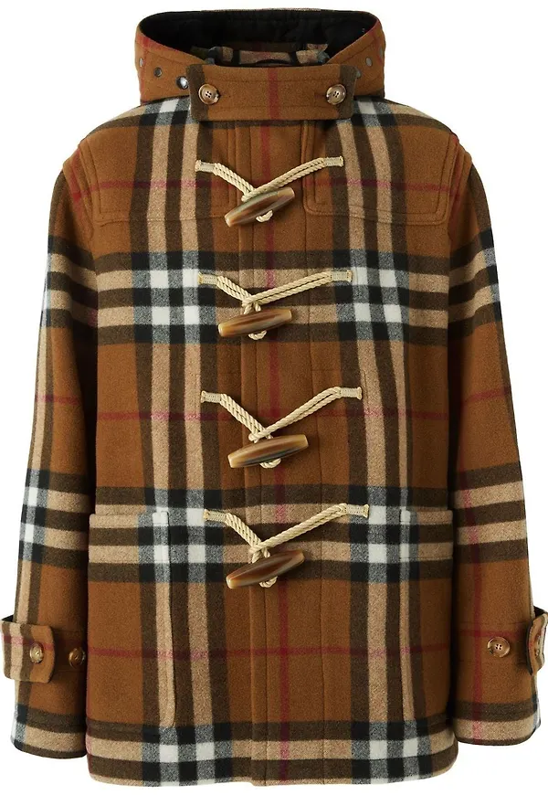 Burberry rutig duffelkappa i oversize-modell - Brun
