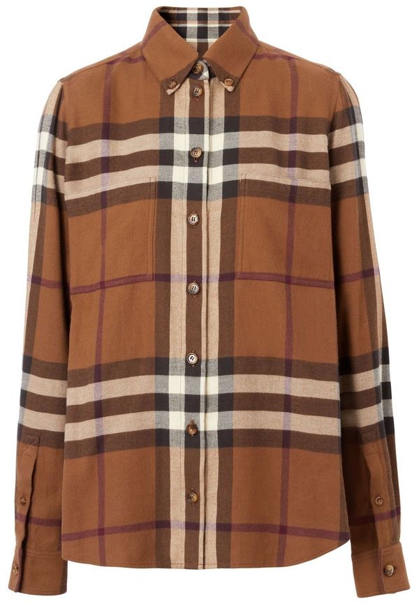 Burberry rutig flanellskjorta - Brun