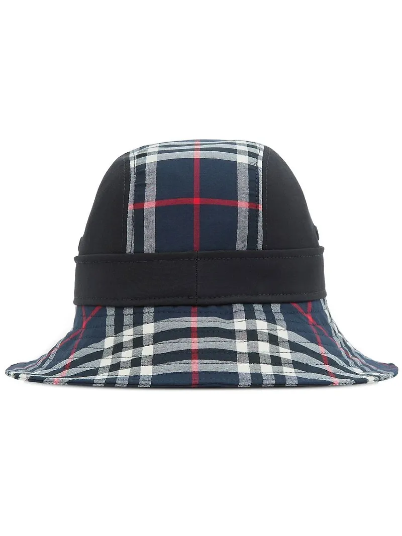 Burberry rutig hatt med spänne - Blå